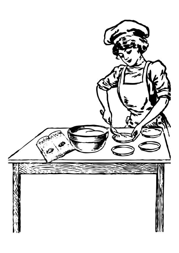 Dibujo para colorear chef femenina