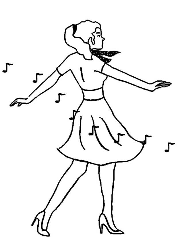Dibujo para colorear Chica bailando