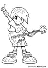 Dibujos para colorear chica con guitarra
