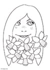 Dibujo para colorear Chica con narcisos