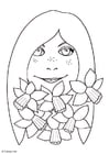 Dibujos para colorear Chica con narcisos