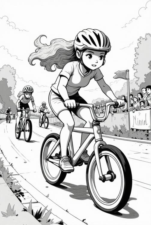 Chica en carrera de bicicletas 