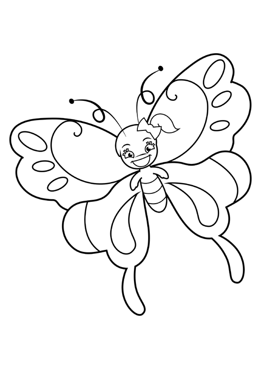 Dibujo para colorear chica mariposa