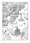 dibujo-para-colorear ciudad de cuento con vehículos
