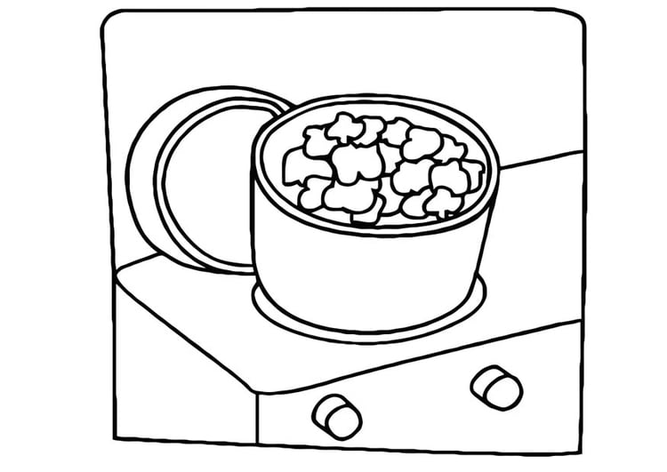 Dibujo para colorear cocinando - palomitas de maÃ­z