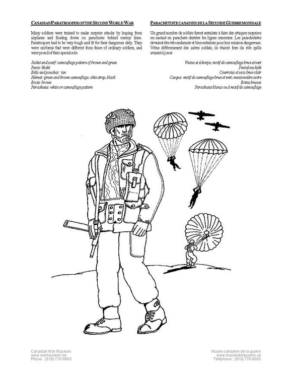 Dibujo para colorear Comando de paracaidistas de la segunda guerra mundial