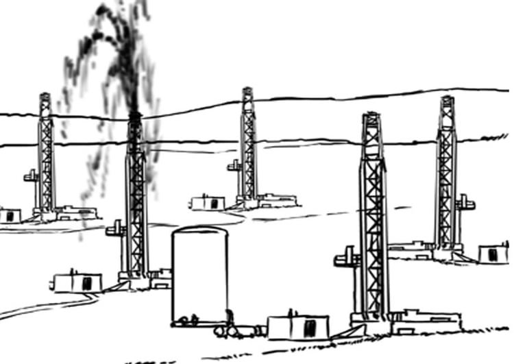 Dibujo para colorear Combustibles fosiles, explotaciÃ³n petrolÃ­fera