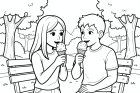 comer helado en el parque