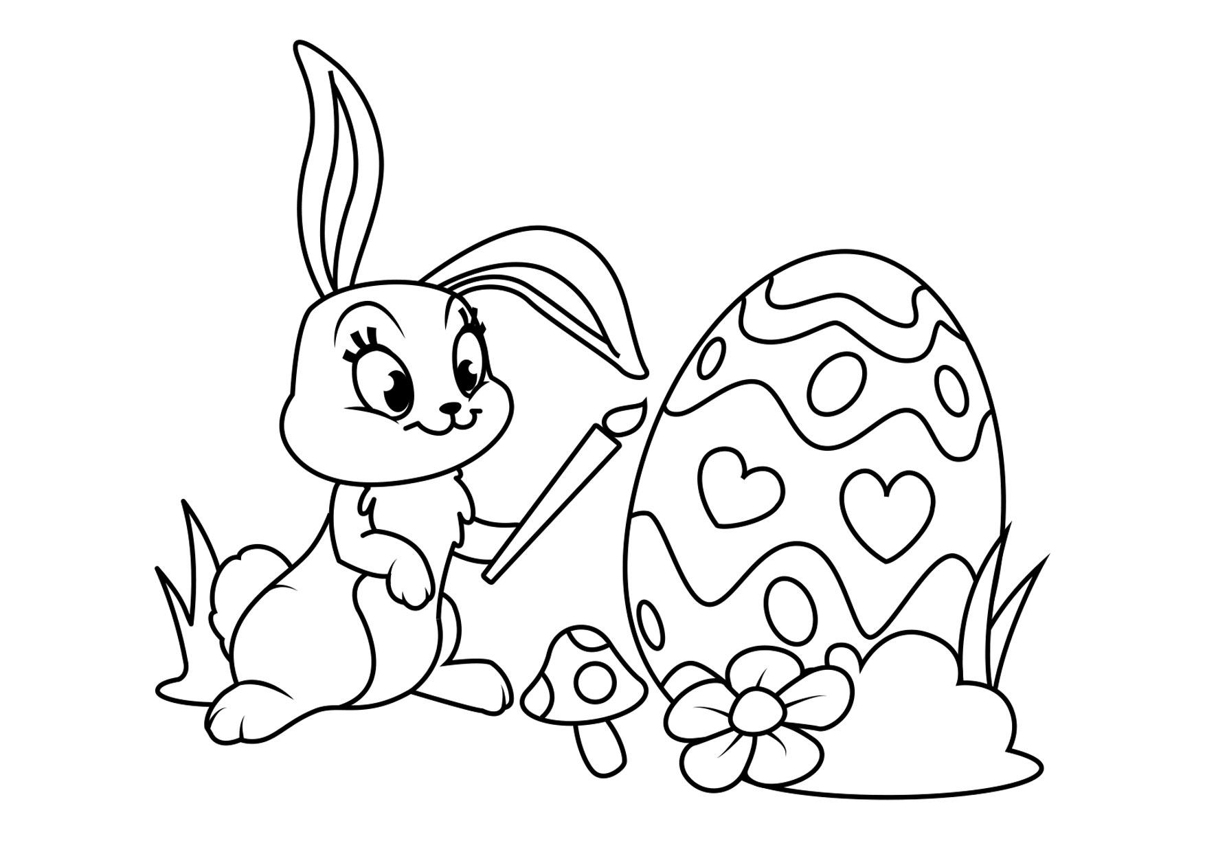 Dibujo para colorear Conejito de pascua con huevo de pascua ...