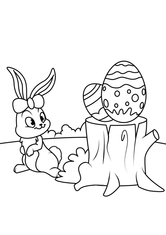 Dibujo para colorear Conejito de pascua con huevo de pascua