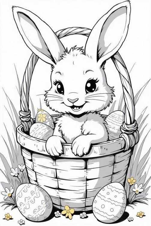 Conejito de Pascua en la canasta de Pascua