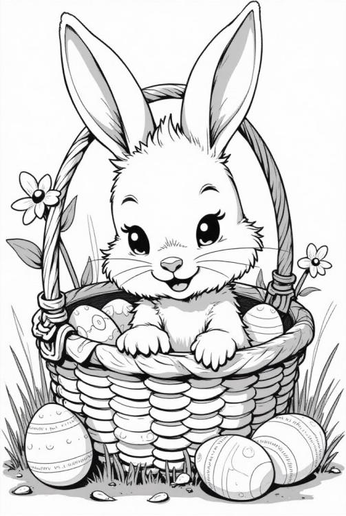 Conejito de Pascua en la canasta de Pascua