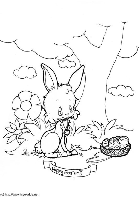 Dibujo para colorear Conejo de pascua