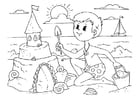 Dibujos para colorear construir un castillo de arena 