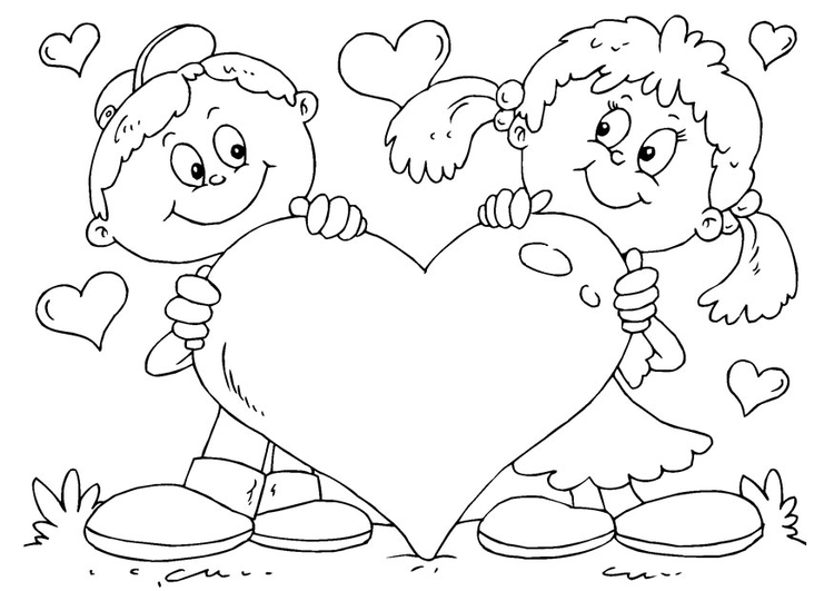 Dibujo para colorear corazÃ³n San ValentÃ­n 