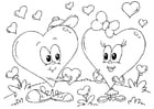 Dibujos para colorear corazones San Valentín 