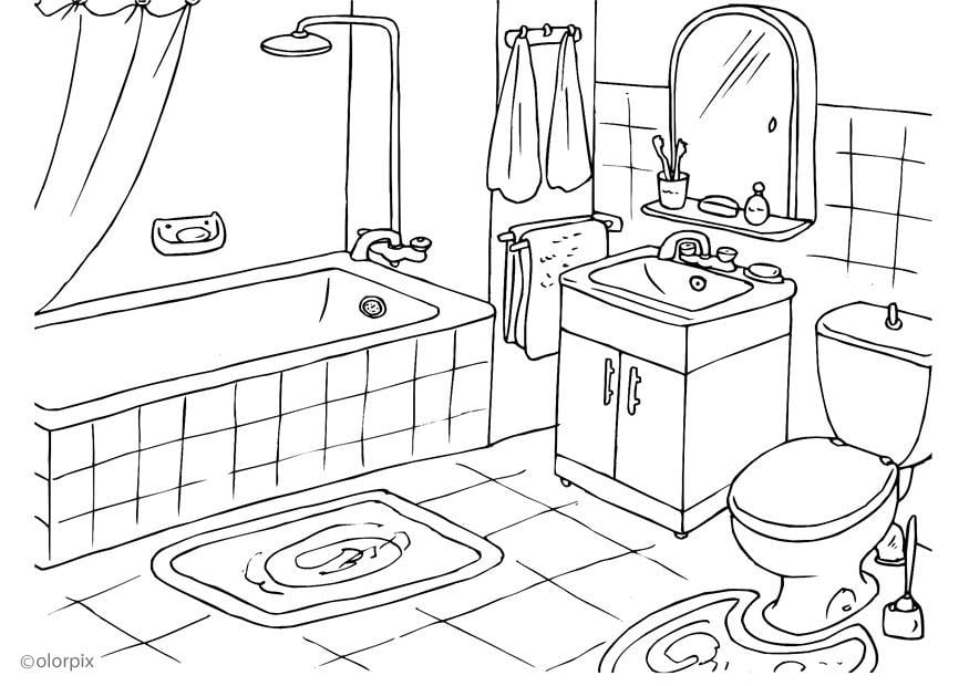 Dibujo para colorear cuarto de baño - Dibujos Para Imprimir Gratis - Img  25994