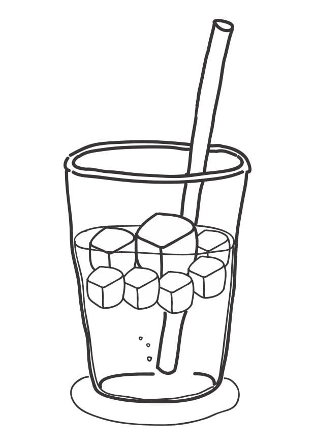 Dibujo para colorear cubitos de hielo en bebida