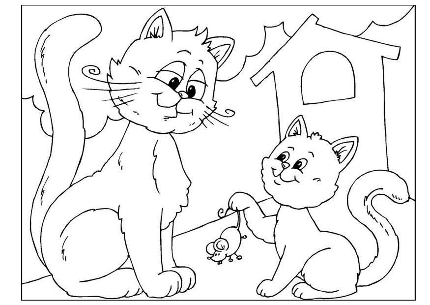 Dibujo para colorear dÃ­a del padre - gatos