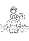 Dibujos para colorear dinosaurio con arco