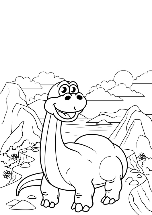 Dibujo para colorear Dinosaurio en movimiento