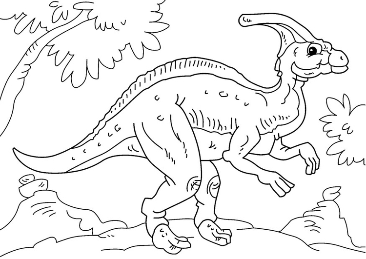 Dibujo para colorear dinosaurio - parasaurolophus