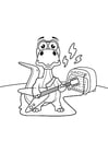 Dibujos para colorear dinosaurio toca la guitarra