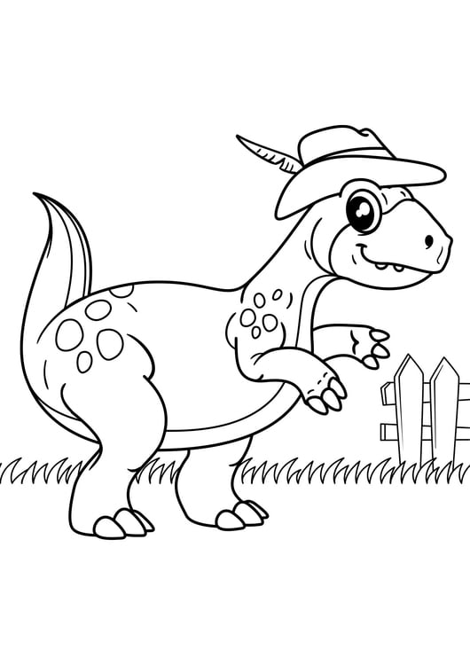 Dibujo para colorear dinosaurio va a caminar