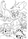 Dibujos para colorear Dinosaurios en paisaje