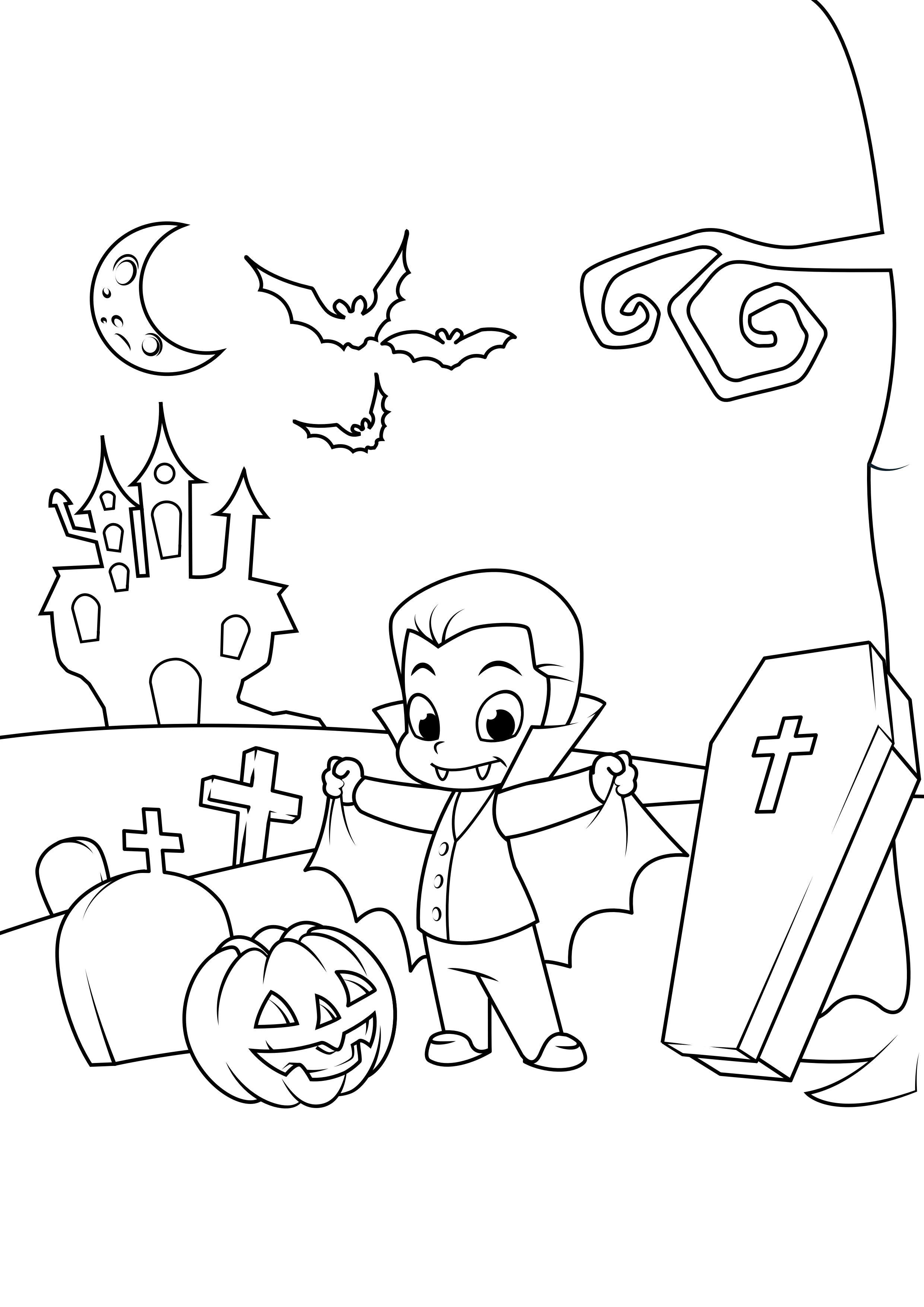 Dibujo para colorear Drácula de Halloween - Dibujos Para Imprimir Gratis -  Img 31634