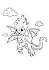 Dibujo para colorear dragÃ³n en el cielo