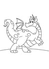 Dibujo para colorear dragÃ³n en movimiento