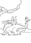 Dibujos para colorear dragón con pájaro