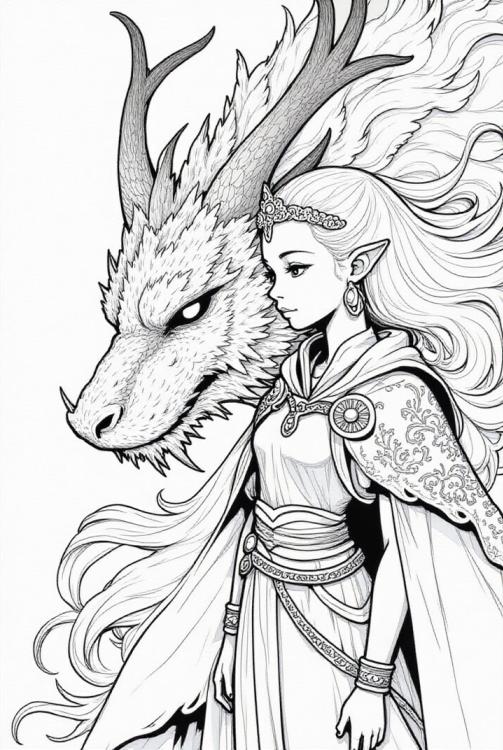 dragÃ³n con princesa guerrera