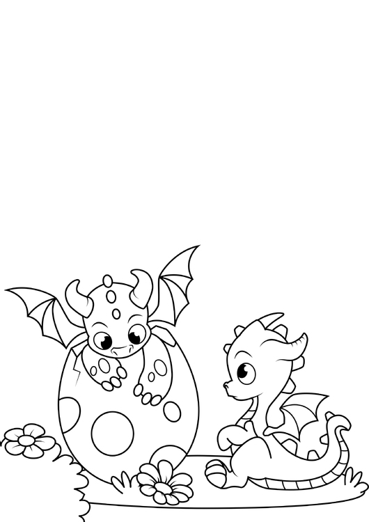 Dibujo para colorear dragones de huevo