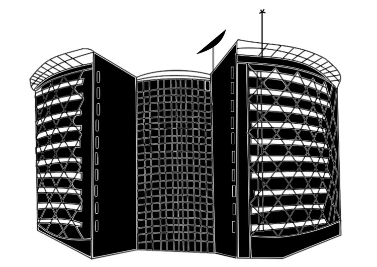 Dibujo para colorear edificio moderno