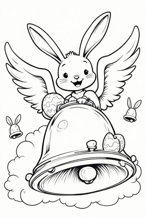 El conejito de Pascua vuela en el reloj