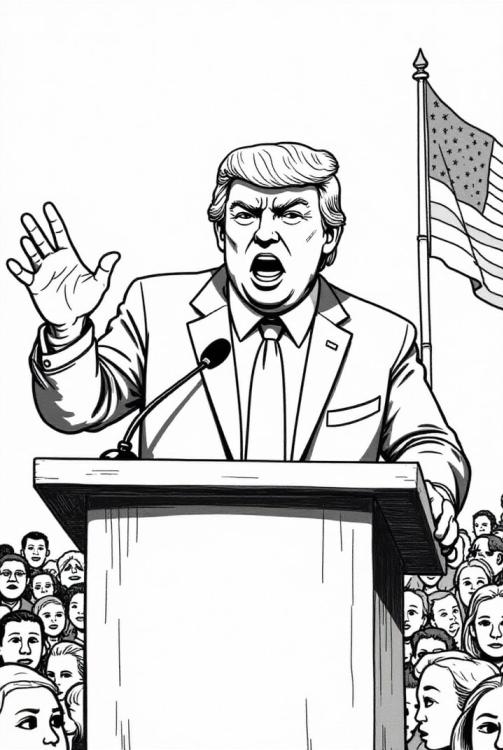 El presidente Donald Trump se dirige a la multitud