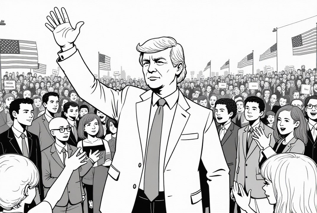 Dibujo para colorear El presidente Donald Trump se reÃºne con sus seguidores