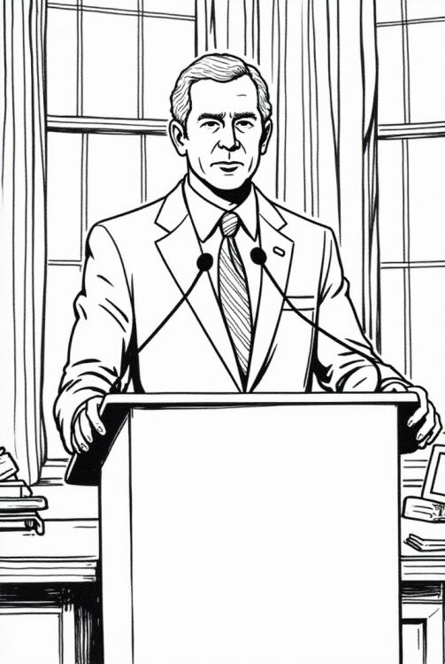 El presidente George W. Bush da un discurso