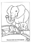 Dibujo para colorear Elefantes en parque natural