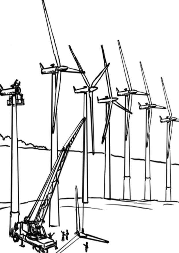 Dibujo para colorear EnergÃ­a eÃ³lica, molinos de viento