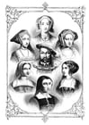 Dibujos para colorear Enrique VIII con sus 6 mujeres