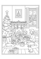Dibujo para colorear escena navideÃ±a