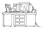 dibujo-para-colorear Escritorio con ordenador