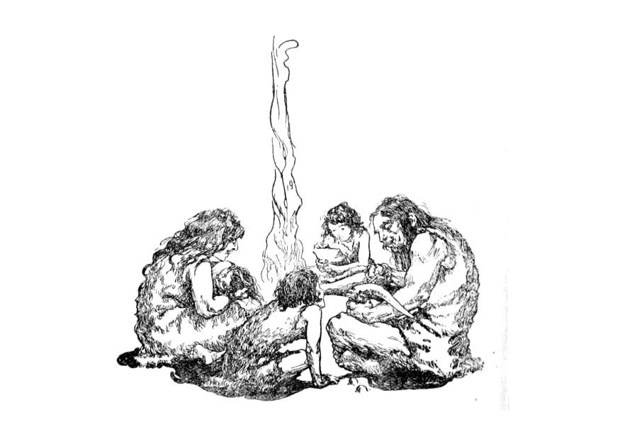 Dibujo para colorear Familia de la prehistoria Dibujos Para Imprimir