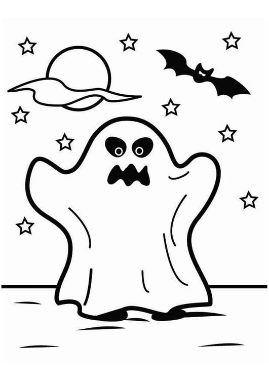 Dibujo para colorear fantasma de Halloween 