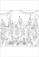 Dibujo para colorear feliz año nuevo 2026