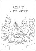 Dibujo para colorear feliz año nuevo