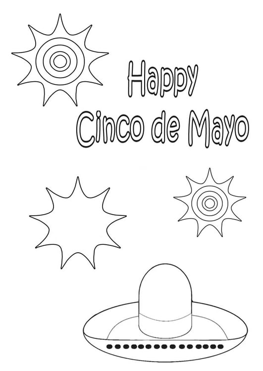 Dibujo para colorear Feliz Cinco de mayo 